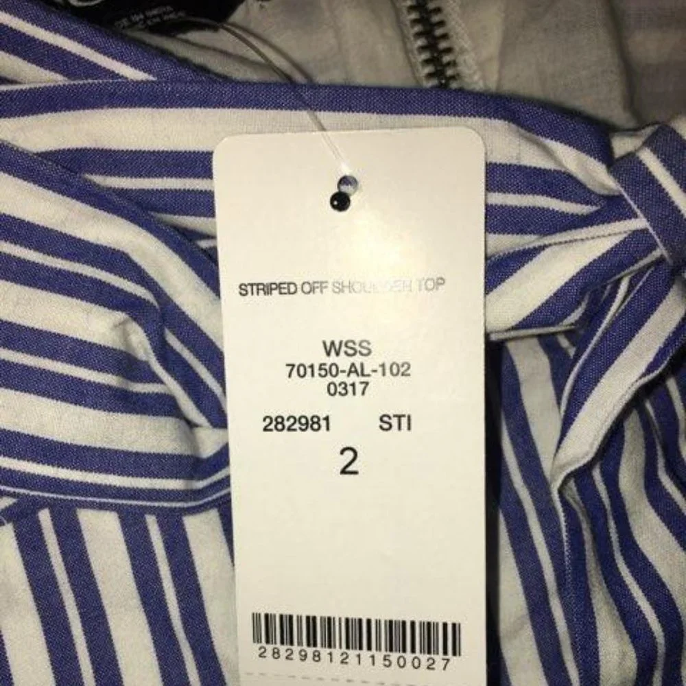 NWT Peplum Blue White, Off the shoulder Corset Bustier Top with Bow Bebe - Picture 4 of 6